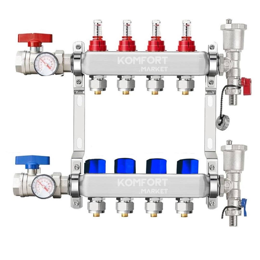 Manifold de acero inoxidable 1" completo KM