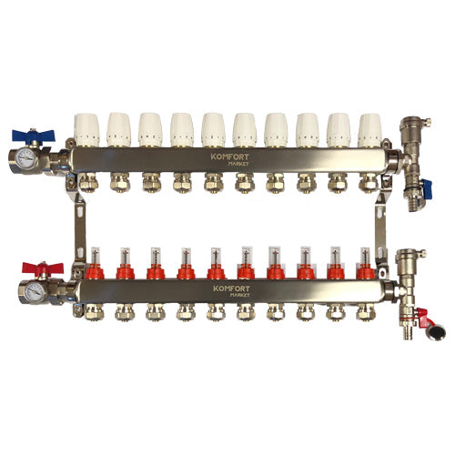 Manifold de acero inoxidable 1" completo KM 10 salidas Komfort Market - komfort.market