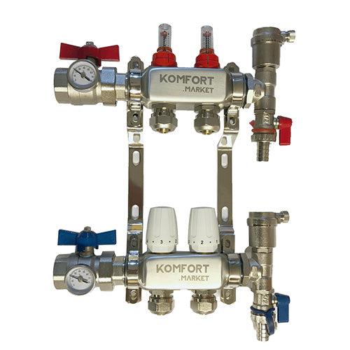 Manifold de acero inoxidable 1" completo KM 2 salidas Komfort Market - komfort.market